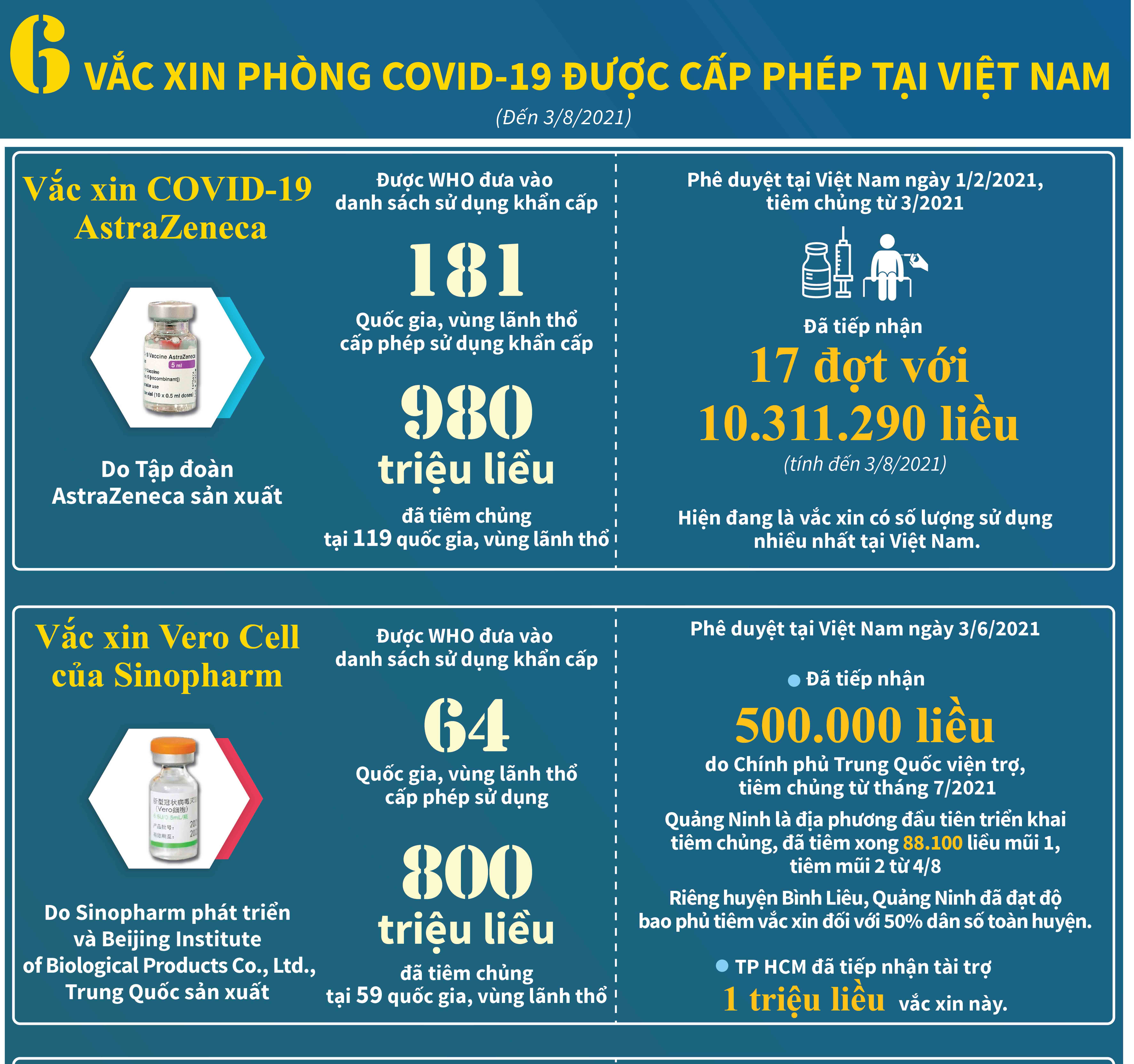 Tiến độ 6 loại vaccine Việt Nam cấp phép đã về được bao nhiêu?