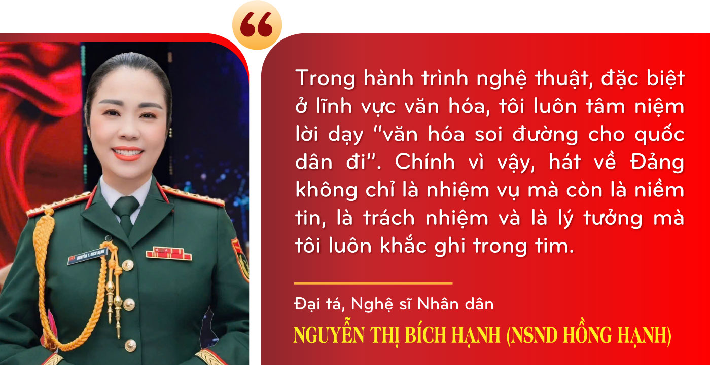 Nghệ sĩ Nhân dân Hồng Hạnh: Hát về Đảng, Bác Hồ và nhân dân bằng cả trái tim
