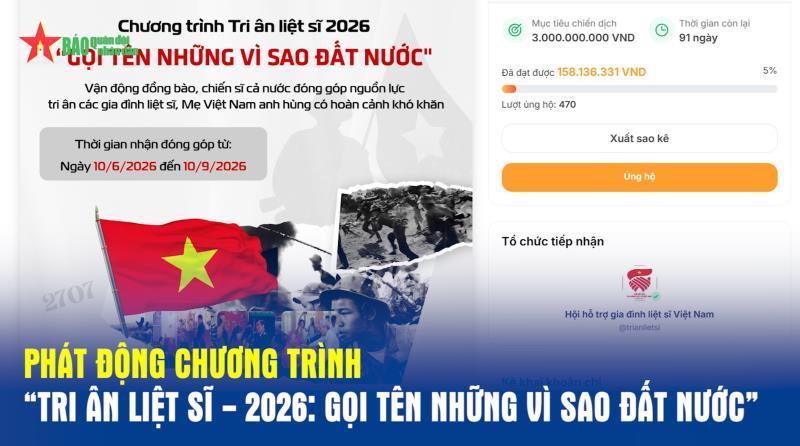 Phát động chương trình “Tri ân liệt sĩ - 2026 Gọi tên những vì sao đất nước”
