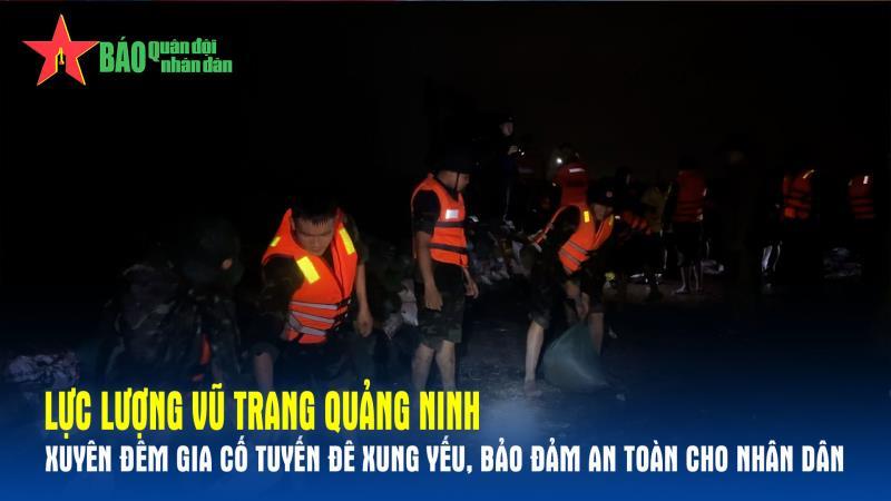 Lực lượng vũ trang Quảng Ninh xuyên đêm gia cố tuyến đê xung yếu, bảo đảm an toàn cho nhân dân